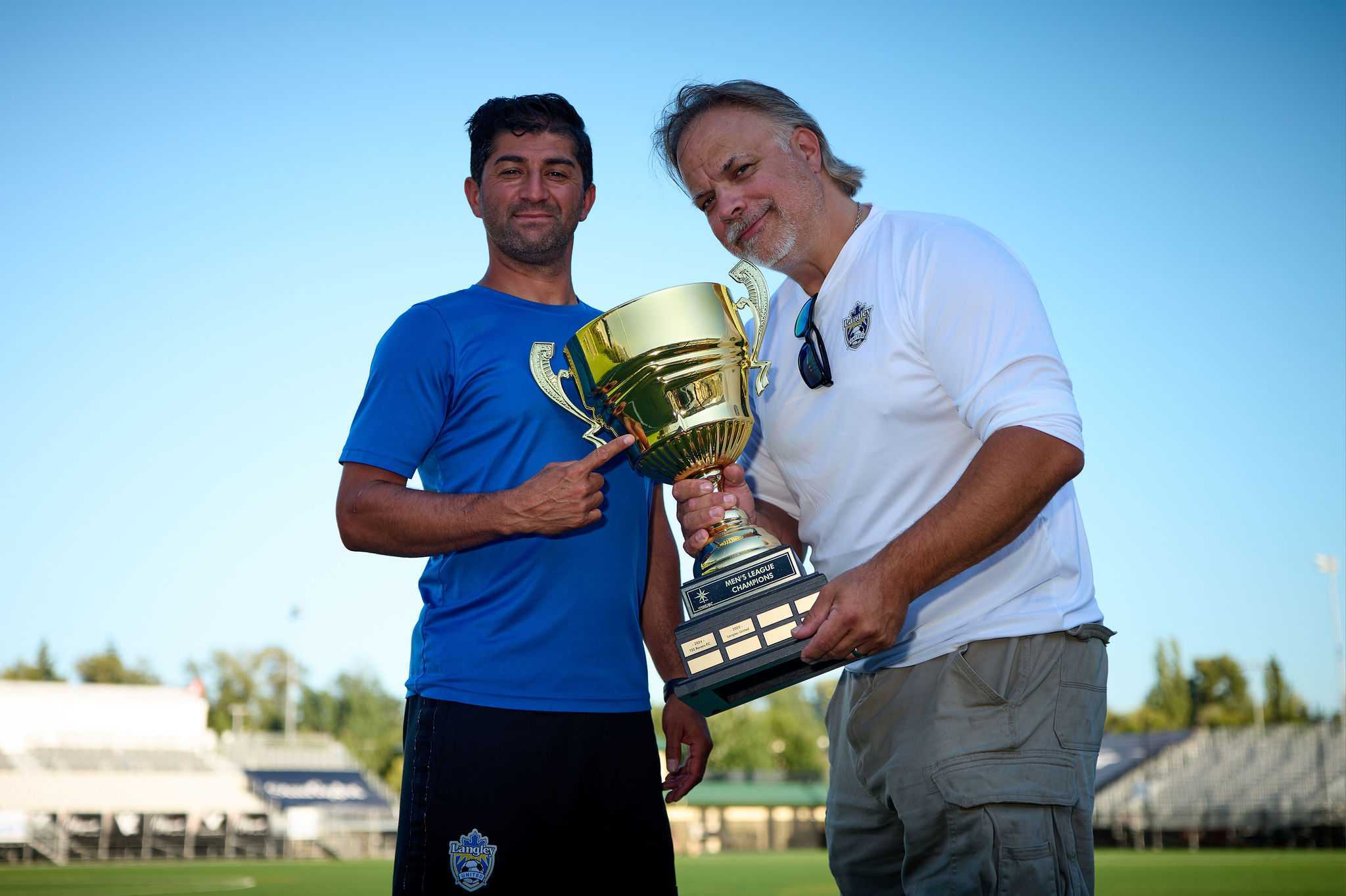 Langley United Assistant Technical Director and League1 BC Men's Head Coach Azad Palani with Executive Director Marcel Horn (Langley United)