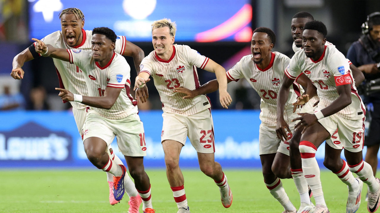 CanMNT players celebrate after advancing to the Copa América semifinals (Photo credit: theanalyst.com)