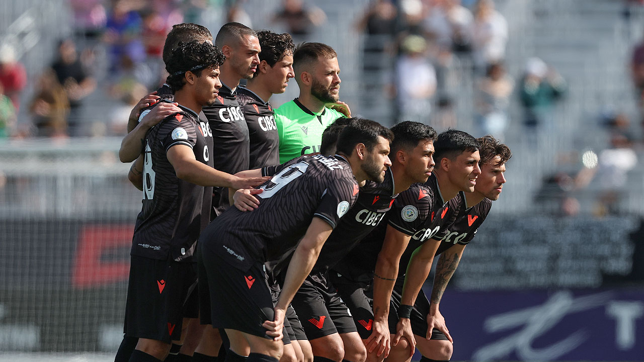 Vancouver FC players pose for the team picture before the 4-1 win over Valour on April 2024 (Photo credit: Ali Arabpour)